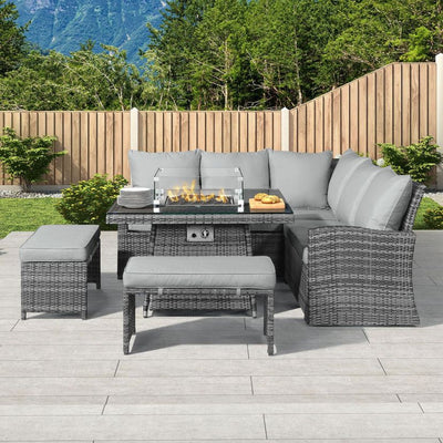 Parma - Corner Sofa Set with Square Firepit Table (Grey)