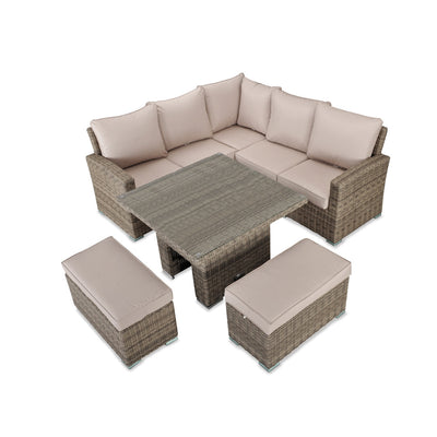 RW - Corner Sofa Set with Square Table (Natural)