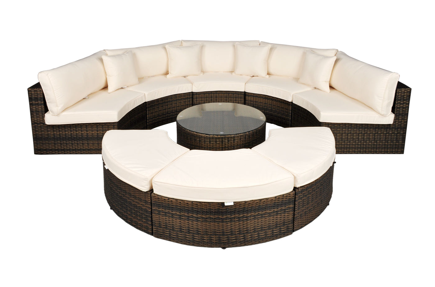 Morocco - Curved Sofa Set with 80cm Round Coffee Table (Dark Brown)