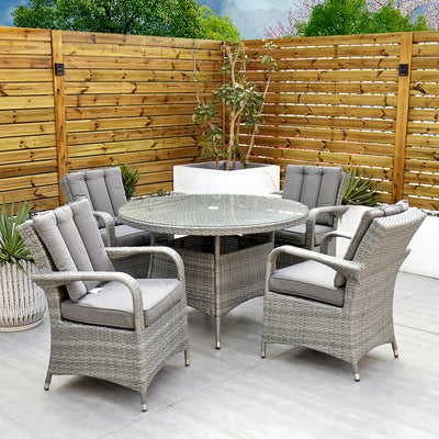 Havana - 4 Seat Set with 120cm Round Table (Light Grey)