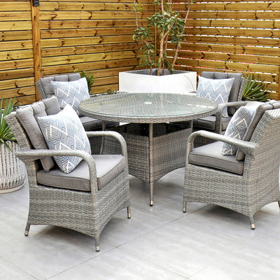 Havana - 4 Seat Set with 120cm Round Table (Light Grey)