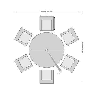 Bali - 6 Seat Set with 135cm Round Table (Grey)