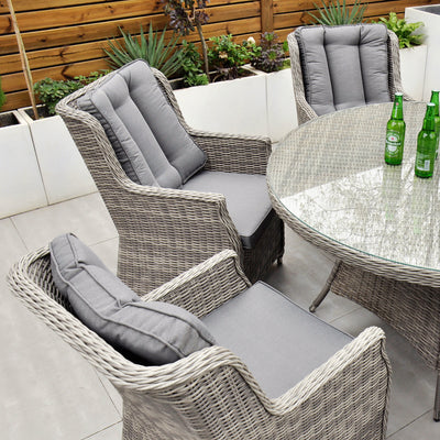 Yale - 6 Seat Set with 135cm Round Table (Grey Cushions)