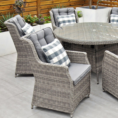 Yale - 6 Seat Set with 135cm Round Table (Grey Cushions)