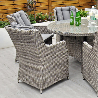Yale - 6 Seat Set with 135cm Round Table (Grey Cushions)