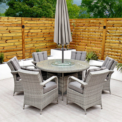 Havana - 6 Seat Set with 135cm Round Table (Light Grey)