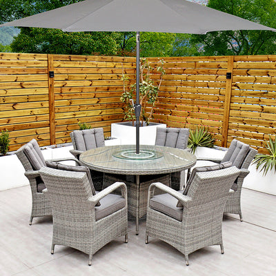 Havana - 6 Seat Set with 135cm Round Table (Light Grey)