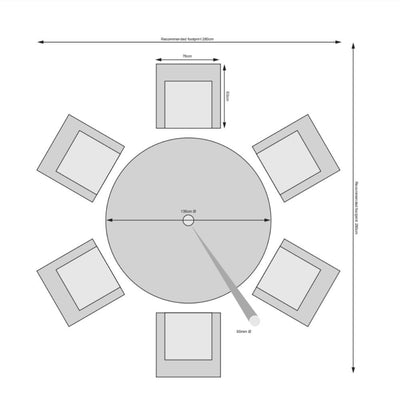 Havana - 6 Seat Set with 135cm Round Table (Light Grey)