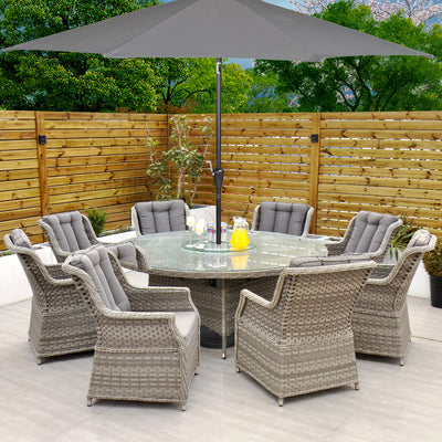 Bali - 8 Seat Set with 170cm Round Table (Grey)