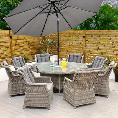 Bali - 8 Seat Set with 170cm Round Table (Grey)