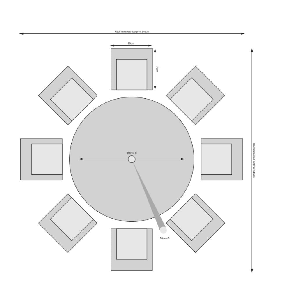 Bali - 8 Seat Set with 170cm Round Table (Grey)
