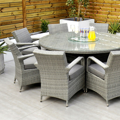 Havana - 8 Seat Set with 170cm Round Table (Light Grey)