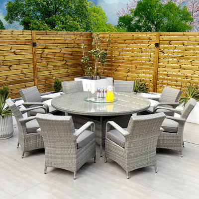 Havana - 8 Seat Set with 170cm Round Table (Light Grey)