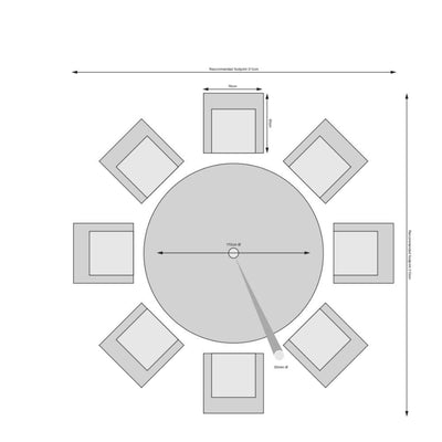 Havana - 8 Seat Set with 170cm Round Table (Light Grey)