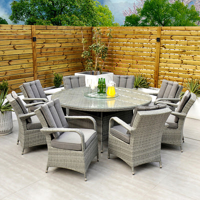 Havana - 8 Seat Set with 170cm Round Table (Light Grey)