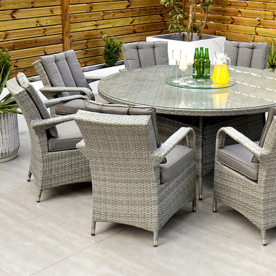 Havana - 8 Seat Set with 170cm Round Table (Light Grey)