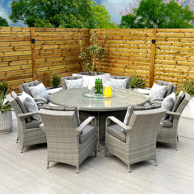 Havana - 8 Seat Set with 170cm Round Table (Light Grey)