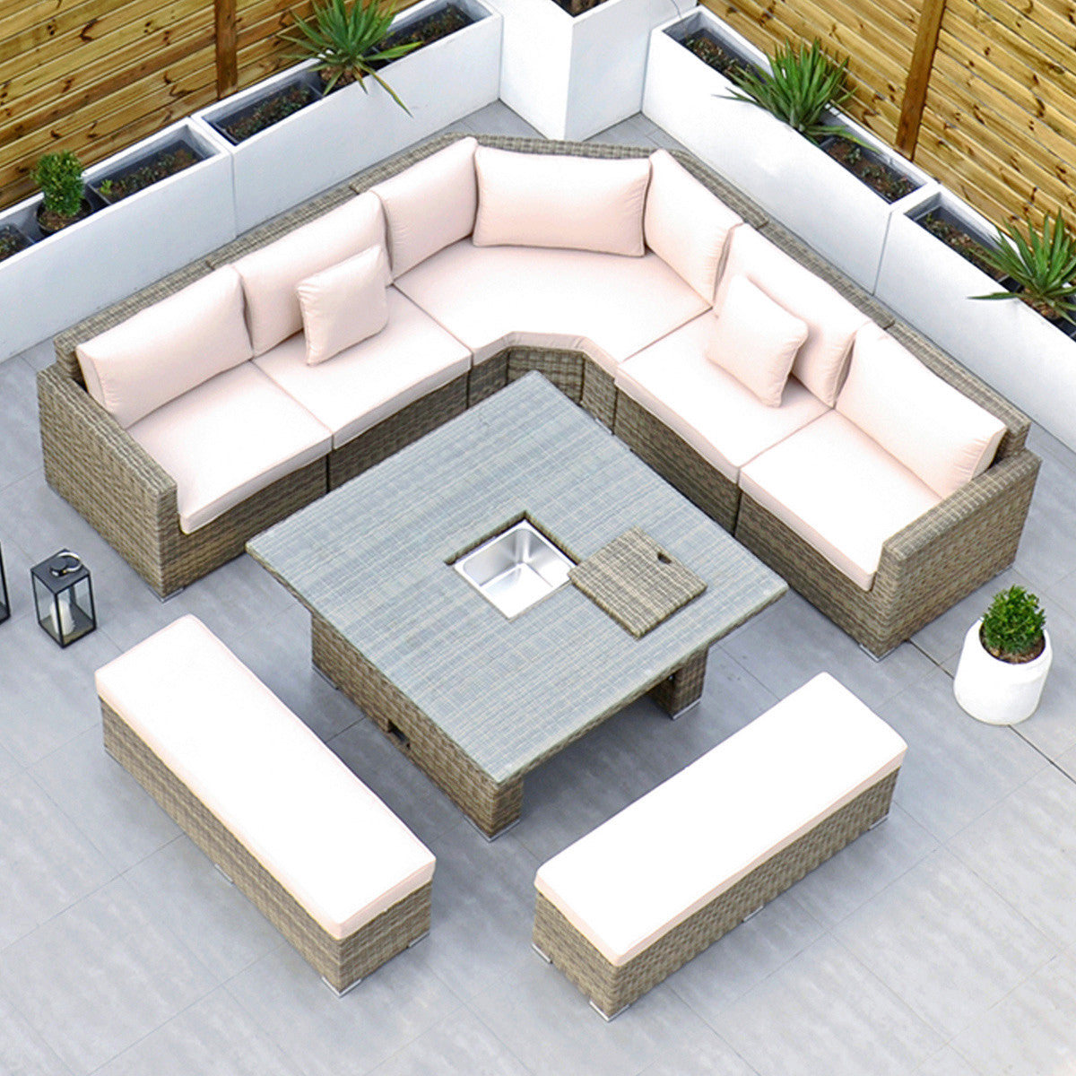 RW - Extra Long Corner Sofa Set with Rising Table