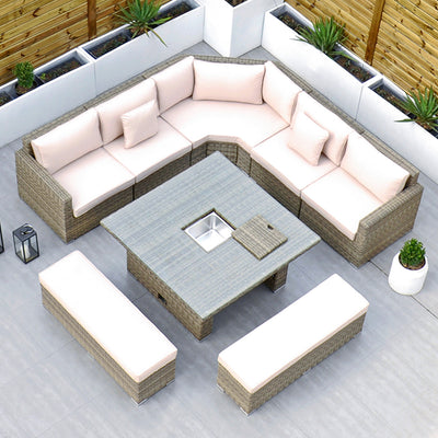 RW - Extra Long Corner Sofa Set with Rising Table