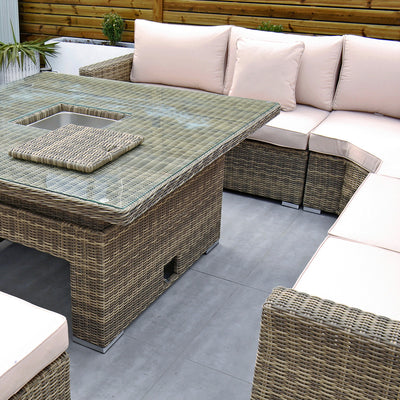 RW - Extra Long Corner Sofa Set with Rising Table