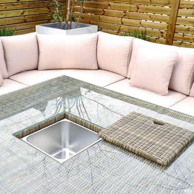 RW - Extra Long Corner Sofa Set with Rising Table