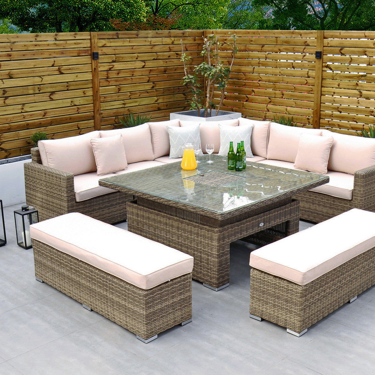 RW - Extra Long Corner Sofa Set with Rising Table