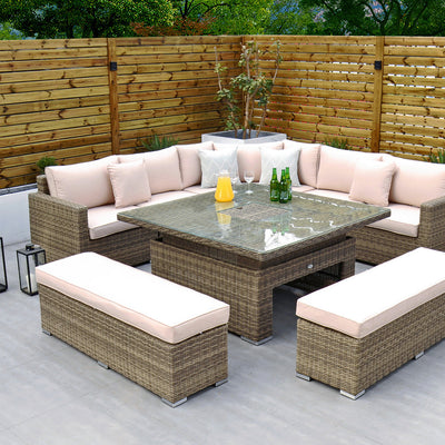 RW - Extra Long Corner Sofa Set with Rising Table