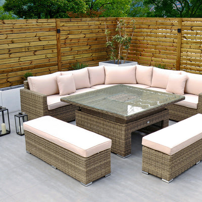 RW - Extra Long Corner Sofa Set with Rising Table