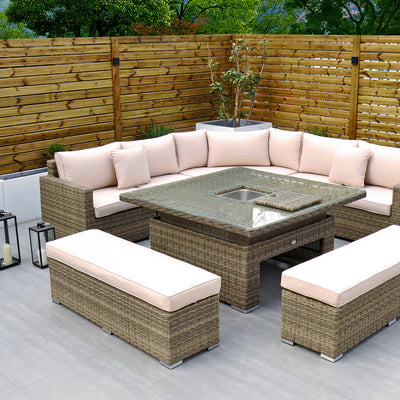 RW - Extra Long Corner Sofa Set with Rising Table