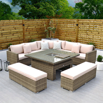 RW - Extra Long Corner Sofa Set with Rising Table