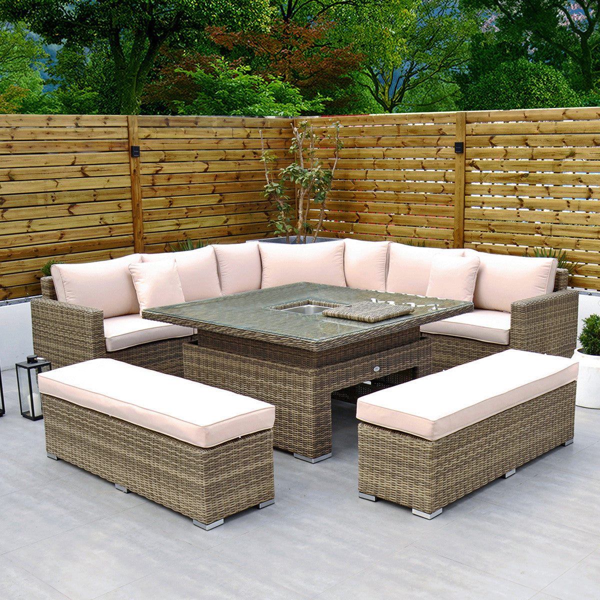 RW - Extra Long Corner Sofa Set with Rising Table