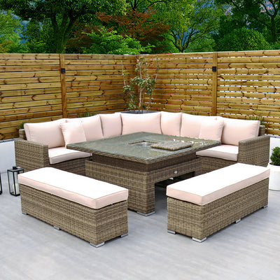 RW - Extra Long Corner Sofa Set with Rising Table