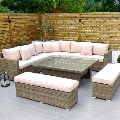 RW - Extra Long Corner Sofa Set with Rising Table