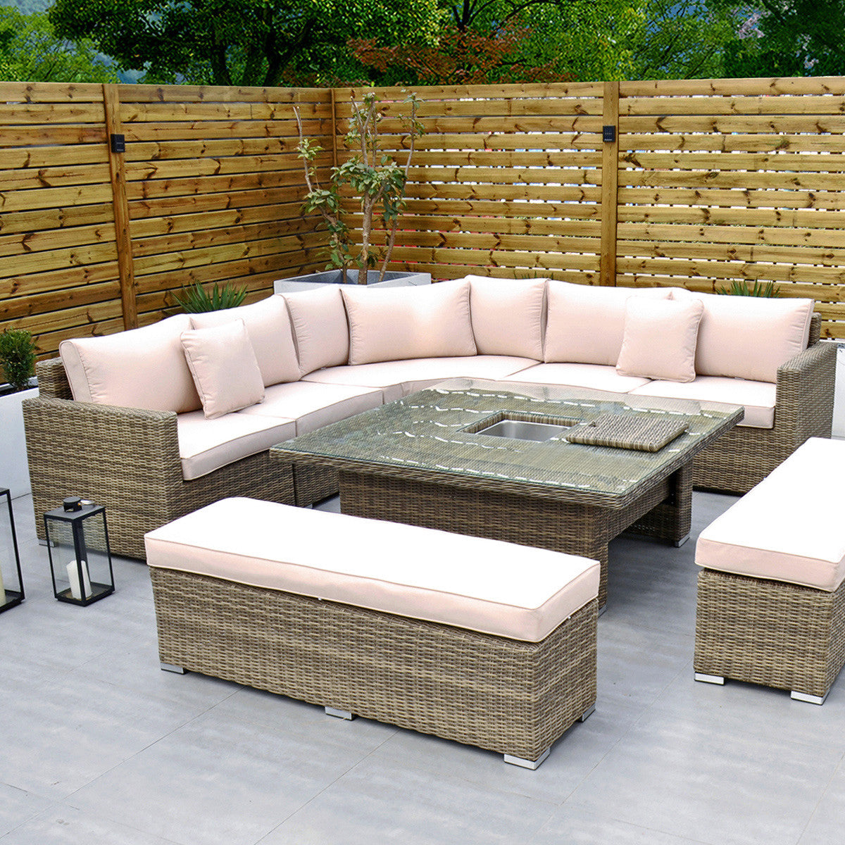 RW - Extra Long Corner Sofa Set with Rising Table