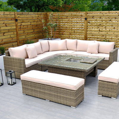 RW - Extra Long Corner Sofa Set with Rising Table