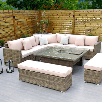 RW - Extra Long Corner Sofa Set with Rising Table
