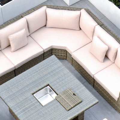 RW - Extra Long Corner Sofa Set with Rising Table