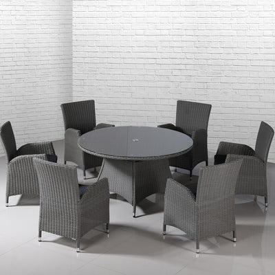 Genoa - 6 Seat Set with 135cm Round Table (Dark Grey)
