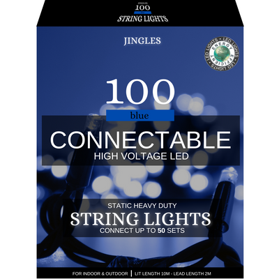 100L Static  Heavy Duty Connectable  String Lights - Blue